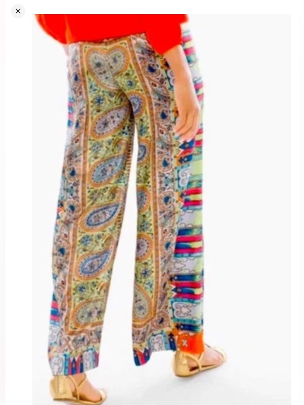 Chico’s Hypnotic Bold Print Power Pant Palazzo Silky Fluid Flare Leg Breezy SZ 0 - Picture 2 of 9
